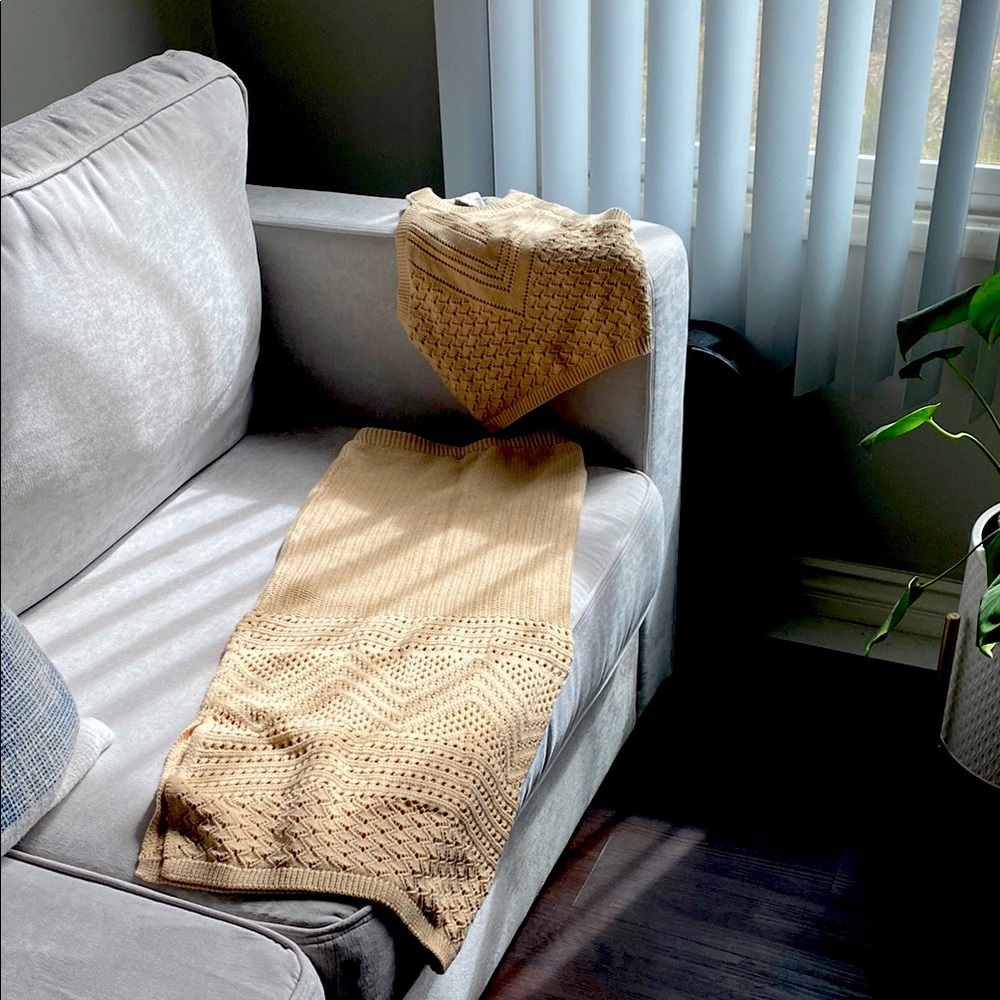 Tan Knit Skirt Set